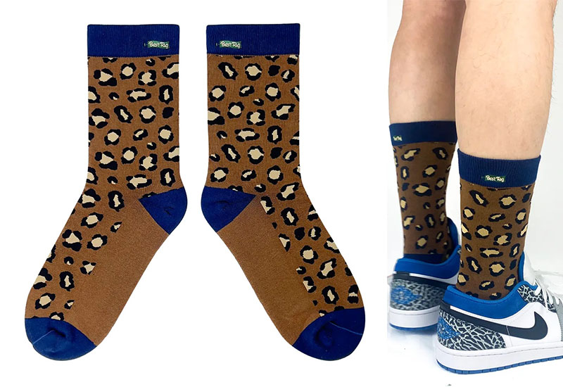 豹紋襪-藍 厚襪款(2種尺寸)